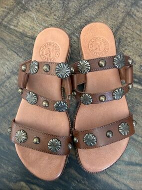 Penelope Chilvers bronze studded leather sandals. New in box.